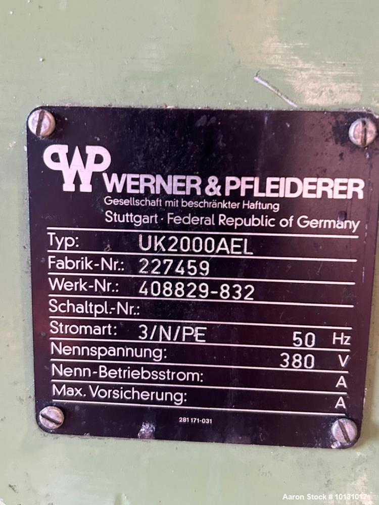 Used Werner & Pfleiderer UK2000AEL Sigma Mixer/Extruder – 316 SS, 793 Gallon Capacity