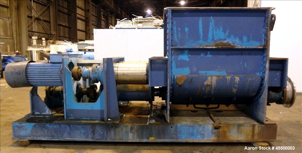 Used Winkworth Machinery Mixer Extruder, Model 63ZL/EMX, Approximate 2500 Liter (660 Gallon) Working Capacity, 3800 Liter (1000 Gallon) Total, 304 Stainless Steel Product Contact Areas. Carbon steel ...