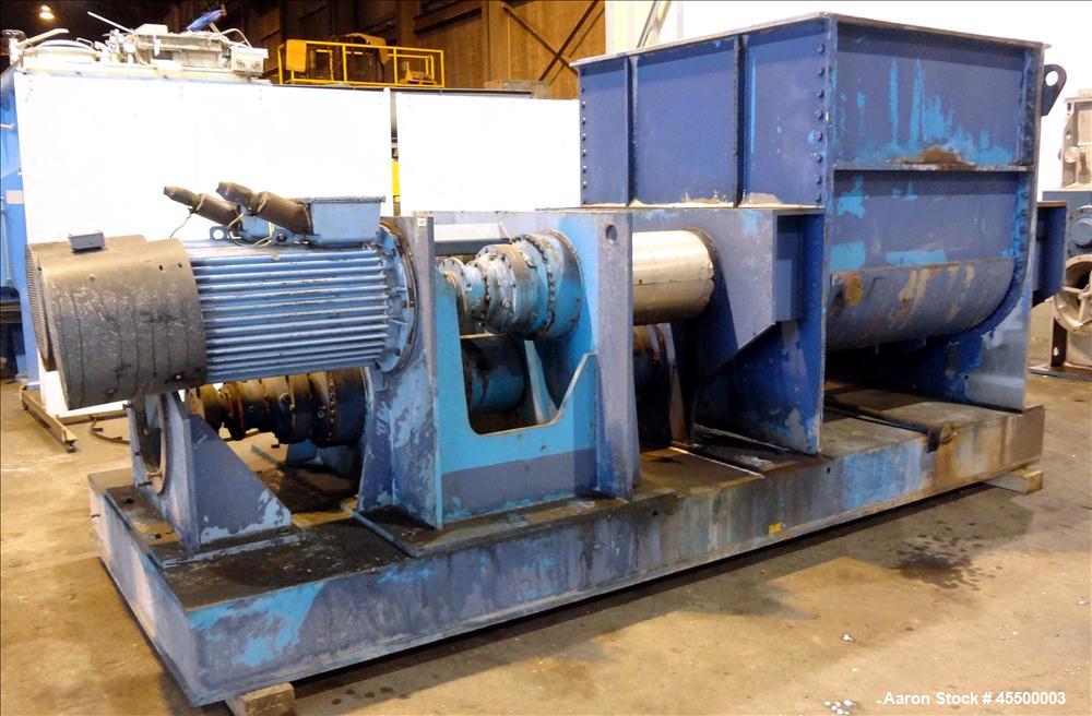 Used Winkworth Machinery Mixer Extruder, Model 63ZL/EMX, Approximate 2500 Liter (660 Gallon) Working Capacity, 3800 Liter (1000 Gallon) Total, 304 Stainless Steel Product Contact Areas. Carbon steel ...