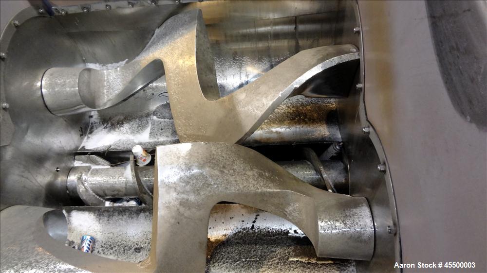 Used Winkworth Machinery Mixer Extruder, Model 63ZL/EMX, Approximate 2500 Liter (660 Gallon) Working Capacity, 3800 Liter (1000 Gallon) Total, 304 Stainless Steel Product Contact Areas. Carbon steel ...