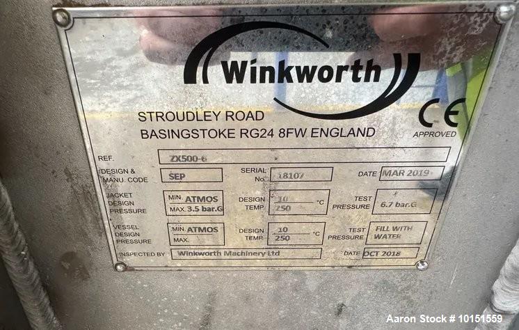 Used Winkworth ZX500-6 Z-Blade Mixer/Extruder | 500L Working | Vacuum Lid | Jacketed | 304 SS | With Tool Temp Units