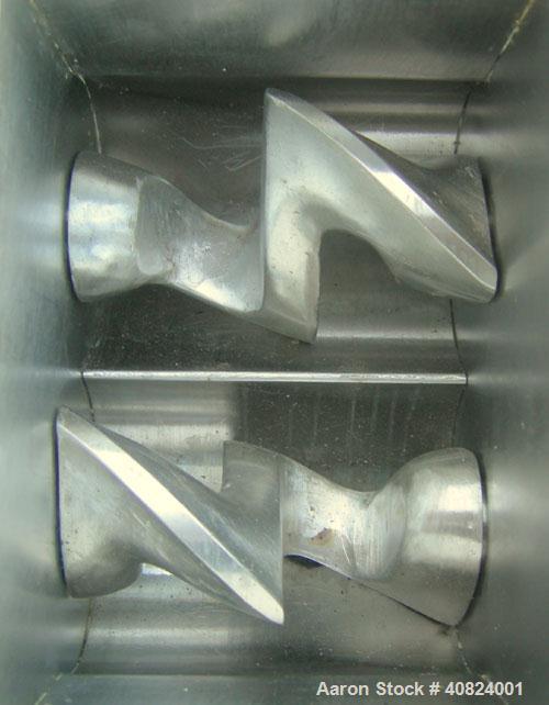 Used Aaron Process Equipment Lab Size Double Arm Mixer, 1/4 gallon working capacity, T304 stainless steel.Jacketed bowl 4" left to right x 5 3/4" front to back x 5" deep, rated 100 psi.Sigma tangenti...