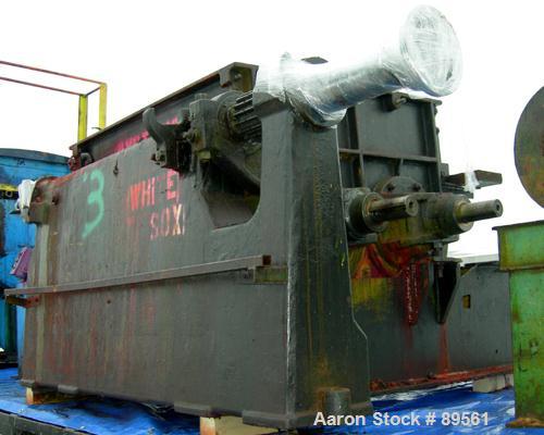 USED: Double arm mixer, low boy design, approximate 200 gallon working capacity, carbon steel. Jacketed bowl 53" front to back x 43-1/2" left to right x 25-3/4" deep. Tangential sigma blades, counter...