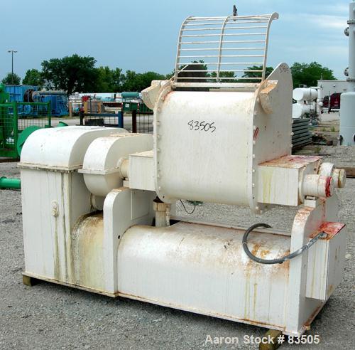USED: AMK double arm mixer, 52.8 gallon working capacity (200 liter), model IIU, carbon steel. Non-jacketed bowl 27-1/2" left to right x 27-5/8" front to back x approx 16" deep. Tangential sigma blad...
