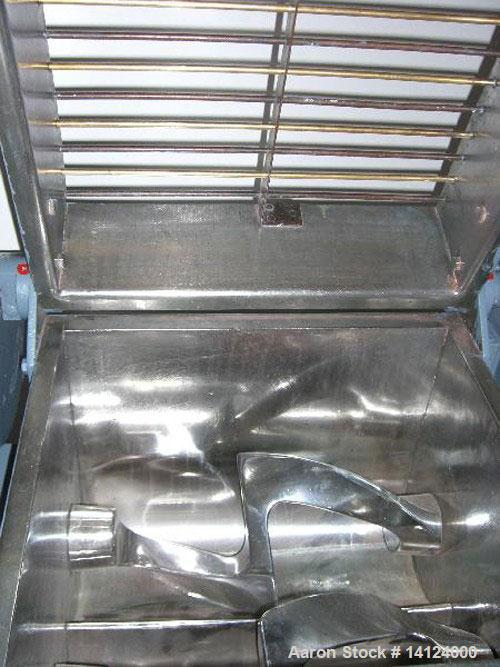 Unused-USED: AMK Z-blade mixer, driven by a 4 kW motor. Material of contactparts is stainless steel, capacity 21 gallon (80 liter), workingcapacity 13 gallon (50 liter). Trough sizes 19.6" x 18.1" x ...