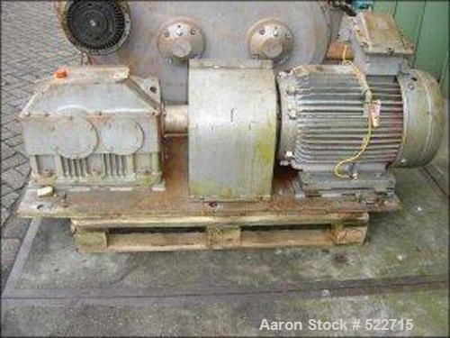 USED: APV Chimie Equipment SA double arm mixer, type M-40SL. Carbon steel, total capacity 105 gallon (400 liter), working capacity 66 gallon (250 liter). Bowl 32.9" x 27.3" (845 x 700mm), with top va...