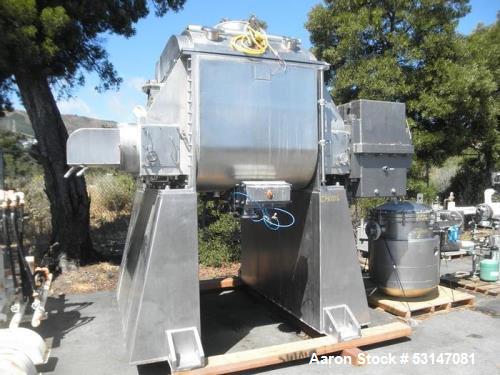 Used Aaron Process 200 Gallon (26.74 cubic feet) capacity Vacuum Drying Sigma Mixer – All Stainless, 125 HP, Jacketed, ASME