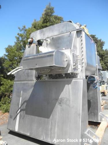 Used Aaron Process 200 Gallon (26.74 cubic feet) capacity Vacuum Drying Sigma Mixer – All Stainless, 125 HP, Jacketed, ASME