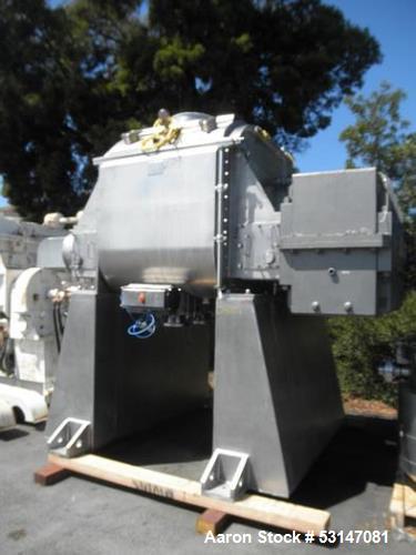 Used Aaron Process 200 Gallon (26.74 cubic feet) capacity Vacuum Drying Sigma Mixer – All Stainless, 125 HP, Jacketed, ASME