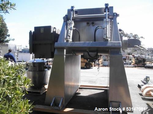 Used Aaron Process 200 Gallon (26.74 cubic feet) capacity Vacuum Drying Sigma Mixer – All Stainless, 125 HP, Jacketed, ASME