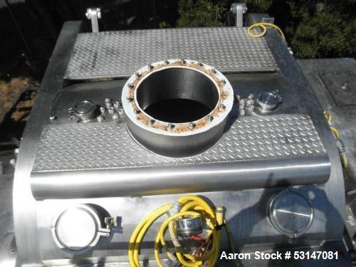 Used Aaron Process 200 Gallon (26.74 cubic feet) capacity Vacuum Drying Sigma Mixer – All Stainless, 125 HP, Jacketed, ASME