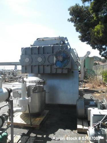 Used Aaron Process 200 Gallon (26.74 cubic feet) capacity Vacuum Drying Sigma Mixer – All Stainless, 125 HP, Jacketed, ASME