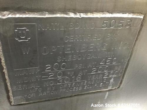 Used Aaron Process 200 Gallon (26.74 cubic feet) capacity Vacuum Drying Sigma Mixer – All Stainless, 125 HP, Jacketed, ASME