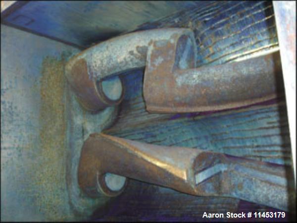 Used Aaron Process Double Arm Mixer, 500 gallon working capacity, stainless steel construction, tangential sigma blades, jacketed bowl and ends, rated 125 psi @ 450 deg F, direct connected drive thru...