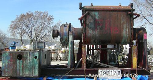 Used: Carbon Steel Aaron Process Double Arm Mixer, 500 gallon working capacity