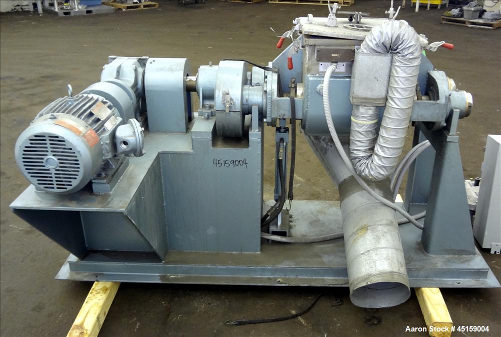 Used Paul O. Abbe Double Arm Mixer, Model SBM-10, 316 Stainless Steel. (10) Gallon operating capacity (20 total). Carbon Steel jacketed bowl approximate 17" left to right x 20" front to back, rated 1...