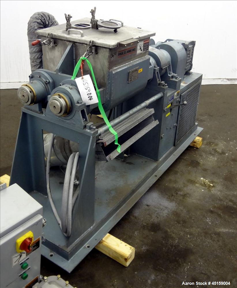 Used Paul O. Abbe Double Arm Mixer, Model SBM-10, 316 Stainless Steel. (10) Gallon operating capacity (20 total). Carbon Steel jacketed bowl approximate 17" left to right x 20" front to back, rated 1...