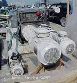 USED: F-Aoustin double arm mixer, 34 gallon, 304 stainless steel, sigma blades tangential, bowl dimensions 26" front-back x 26" left-right, jacketed, rated 6 bar, hydraulic tilt, 3 kw hydraulic pack,...