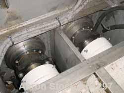 USED: F-Aoustin double arm mixer, 34 gallon, 304 stainless steel, sigma blades tangential, bowl dimensions 26" front-back x 26" left-right, jacketed, rated 6 bar, hydraulic tilt, 3 kw hydraulic pack,...