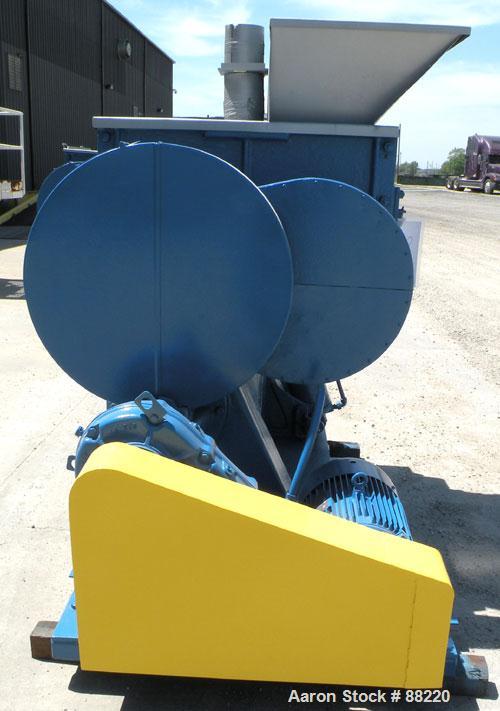 Used Baker Perkins Double Arm Mixer, Model 15, 100 Gallon Capacity, Carbon Steel. Jacketed bowl 33" left to right x 38" front to back x approximately 30" deep, Tangential sigma blades, geared one end...
