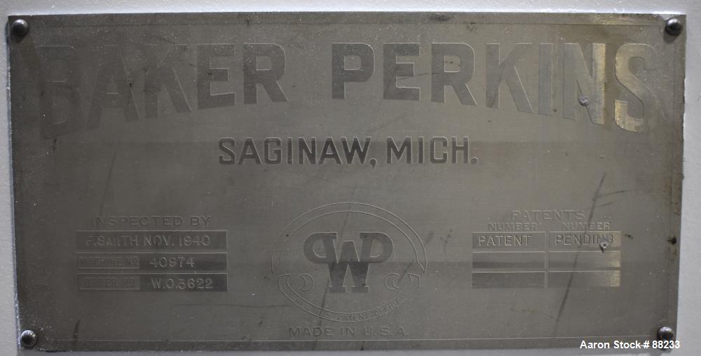 Baker Perkins model #15 double arm sigma blade mixer, 100 gallon capacity