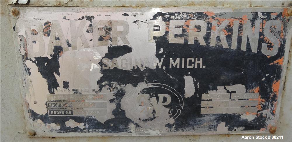 Used: Baker Perkins model #15 double arm sigma blade mixer, 100 gallon capacity