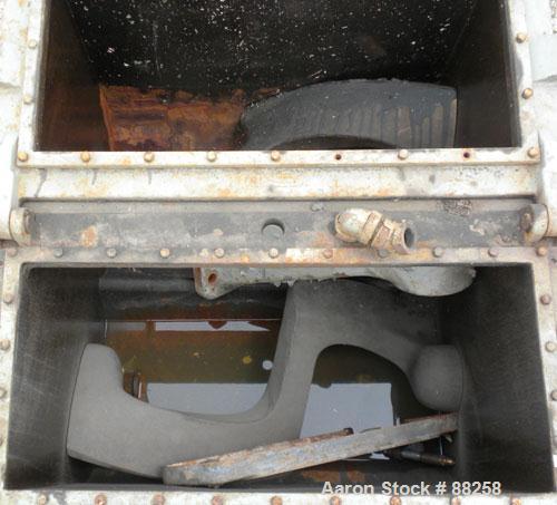 Used Baker Perkins Double Arm Mixer, Model 15, 100 Gallon Capacity, Carbon Steel.  Jacketed bowl 33" left to right x 38" front to back x approximately 30" deep. Tangential sigma blades, geared one en...