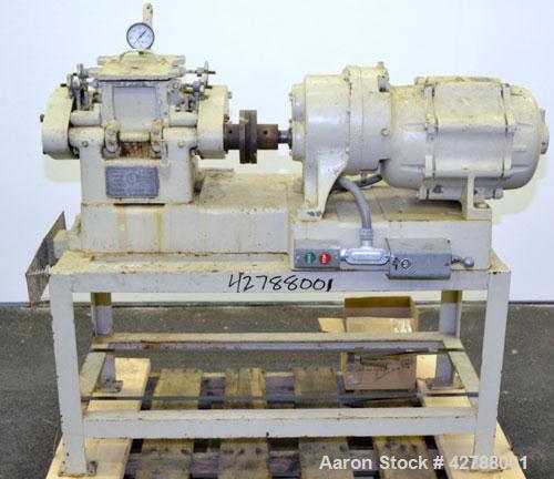 Used Baker Perkins Lab Size Double Arm Mixer, Approximate (0.75) Gallon Working Capacity, 316 Stainless Steel. Carbon steel jacketed bowl 5-1/4" left to right x 7-1/4" front to back x 5-3/4" deep. Ta...