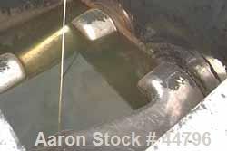 USED:Baker Perkins 100 gal double arm mixer. Stainless steel.Jacketed bowl and ends (est 80 psi). Bowl 28" L-R x 43" F-B, approx36" deep. Dispersion blades tangential. Geared one end. Screw tiltw/app...