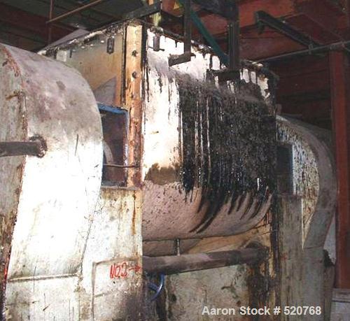 USED: Baker Perkins sigma blade mixer, 400 gallon, carbon steel. Tangential blades, hot oil jacket, 60 hp main drive, bottom dump discharge.