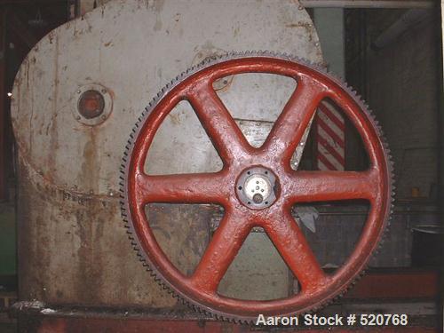 USED: Baker Perkins sigma blade mixer, 400 gallon, carbon steel. Tangential blades, hot oil jacket, 60 hp main drive, bottom dump discharge.