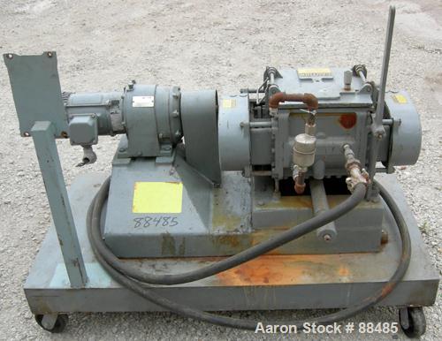 USED: Baker Perkins lab size double arm mixer, 2.25 gallon capacity, 316 stainless steel. Carbon steel jacketed bowl 10" left to right x 11-3/16" front to back x approximately 8-3/4" deep, rated 80 p...