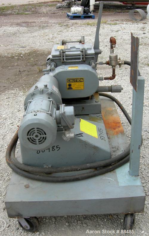 USED: Baker Perkins lab size double arm mixer, 2.25 gallon capacity, 316 stainless steel. Carbon steel jacketed bowl 10" left to right x 11-3/16" front to back x approximately 8-3/4" deep, rated 80 p...