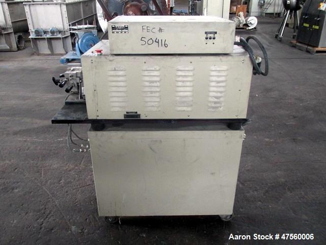 Used Brabender Laboratory Mixer System. Drive system Type DR-2072, 7.5hp DC motor with controller, Haake mixing head, (6) eurotherm controllers. Serial# 0123/PE.