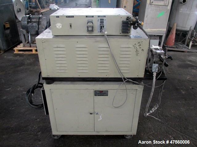 Used Brabender Laboratory Mixer System. Drive system Type DR-2072, 7.5hp DC motor with controller, Haake mixing head, (6) eurotherm controllers. Serial# 0123/PE.