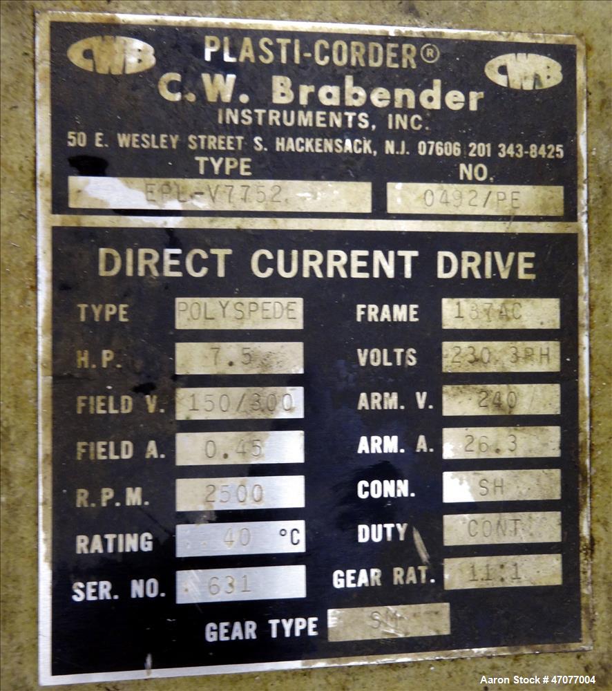 Used C.W. Brabender Plasti-Corder Mixing System