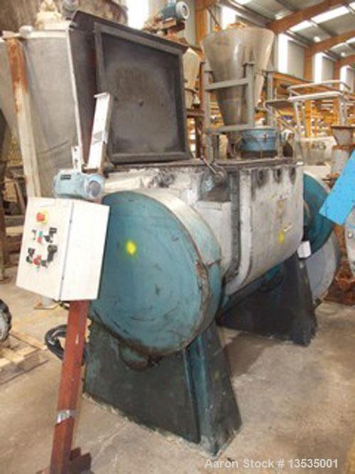 Used Guittard M58 double arm sigma blade mixer, working capacity 250 liters (66 gallons), 11 kW (15 hp) motor and double envelope heating.