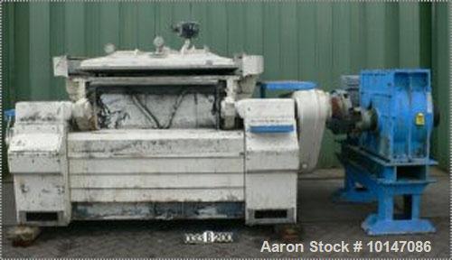 Used Guittard Double Arm Mixer, Type Polymix M-200.Material of construction is carbon steel.Total capacity 530 gallons (2000 liters), working capacity 396.8 gallons (1500 liters).Bowl size 54.6" x 58...