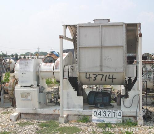 Used J.H. Day Mogul Double Arm Mixer, 300 Gallon, 304 Stainless Steel. Sanitary non-jacketed bowl 50" left to right x 62" front to back x 60" deep. Sigma blades tangential. Geared one end. Blade spee...