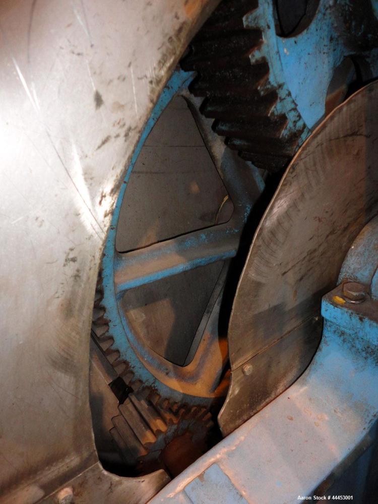 Used J.H Day Imperial Double Arm Mixer, Model 30, 304 Stainless Steel. 50 Gallon working capacity. Carbon steel jacketed bowl 36” left to right x 28” front to back x approximately 19” deep, rated 125...