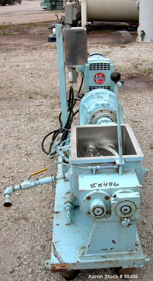 USED: J H Day double arm mixer, 5 gallon working capacity, 7.5 total. 304 stainless steel. Carbon steel jacketed bowl 15-3/4" left to right x 12" front to back x approximately 9-3/4" deep, rated 80 p...