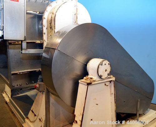 Used J.H. Day Double Arm Mixer, 150 gallon working capacity, 225 total, 304 stainless steel.  Non-jacketed bowl 46" left to right x 38-1/2" front to back x approximately 31" deep.  Overlapping sigma ...