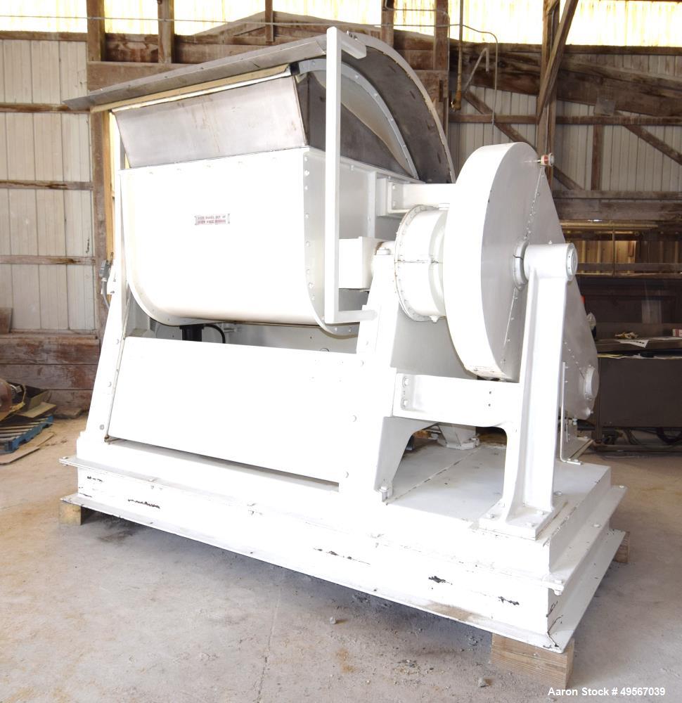 Used J.H. Day Double Arm Mixer, Approximately 150 Gallon, Stainless steel. Non-jacketed bowl approximate 48" left to right x 44" front to back x approximate 32" deep. Overlapping sigma blades, geared...