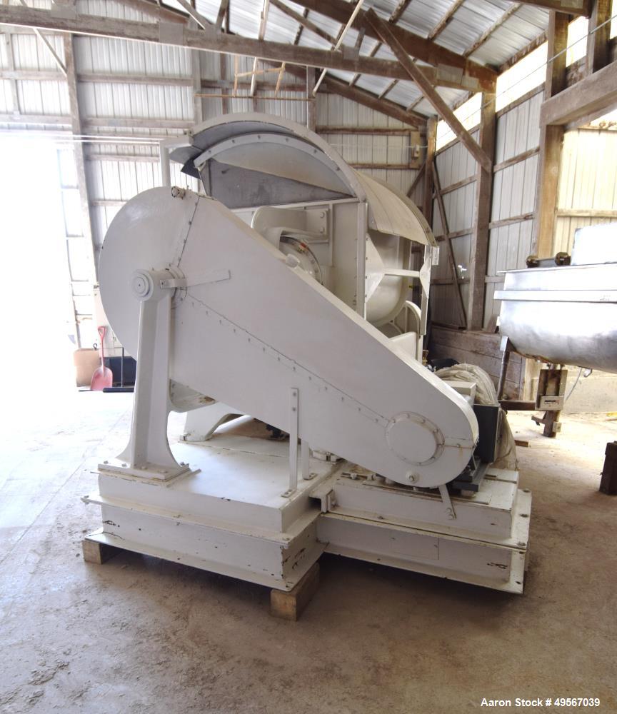 Used J.H. Day Double Arm Mixer, Approximately 150 Gallon, Stainless steel. Non-jacketed bowl approximate 48" left to right x 44" front to back x approximate 32" deep. Overlapping sigma blades, geared...