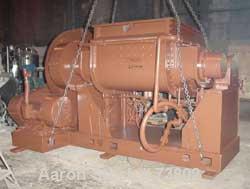 USED: J H Day double arm mixer, 304L stainless steel, 200 gallon working capacity. Jacketed bowl 50" left to right x 51" front to back x approximately 27" deep, rated 125 psi at 353 deg F. Tangential...