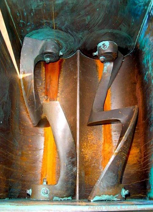 Used J.H. Day Double Arm Mixer, 50 gallon Working Capacity, Carbon Steel. Jacketed bowl 36" left to right x 28" front to back x approximately 27" deep, rated 125 psi at 353 deg F. Tangential sigma bl...