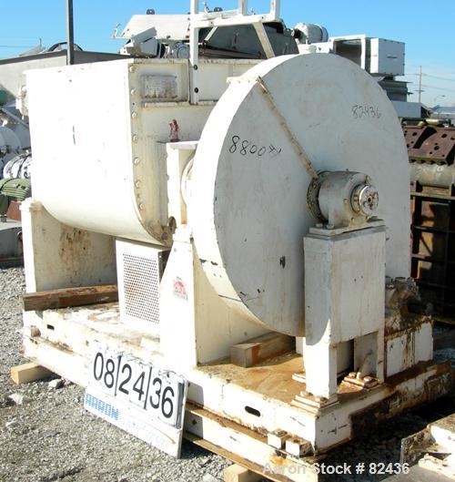 USED: J H Day double arm mixer, 150 gallon working capacity, 304 stainless steel. Carbon steel jacketed bowl 39-5/8" left to right x 43-7/8" front to back x approximately 27" deep, rated 100 psi at 3...