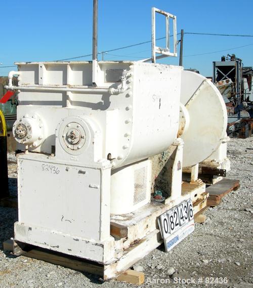 USED: J H Day double arm mixer, 150 gallon working capacity, 304 stainless steel. Carbon steel jacketed bowl 39-5/8" left to right x 43-7/8" front to back x approximately 27" deep, rated 100 psi at 3...