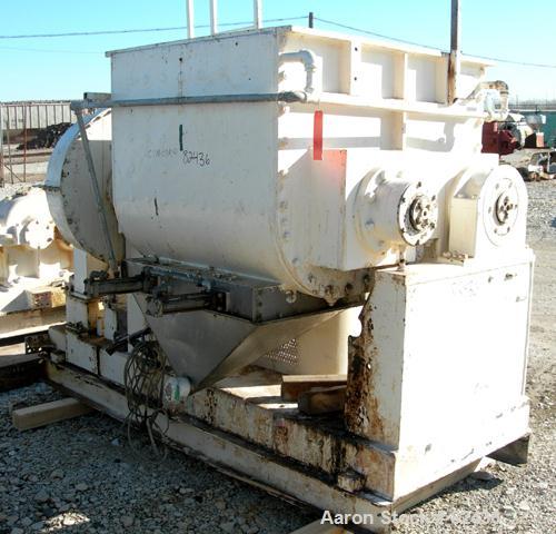 USED: J H Day double arm mixer, 150 gallon working capacity, 304 stainless steel. Carbon steel jacketed bowl 39-5/8" left to right x 43-7/8" front to back x approximately 27" deep, rated 100 psi at 3...