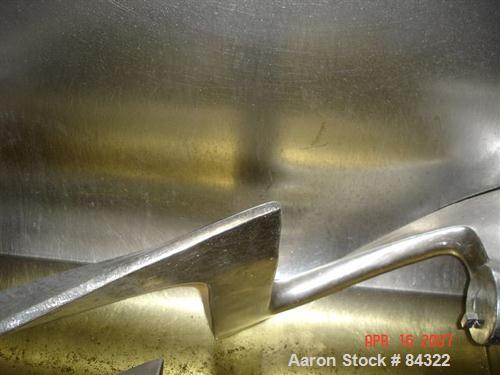 USED: J H Day Double Arm Mixer, 150 gallon working capacity, 225 total, 316 stainless steel. Non-jacketed bowl 44" left to right x 35-1/2" front to back x approximately 31" deep. 5" top bowl extensio...